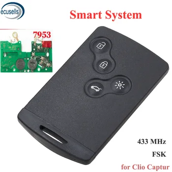 

4 Buttons FSK 433MHz PCF7953 Chip Passive Keyless Go / Entry Remote Car Key Smart System For Renault Clio IV Captur