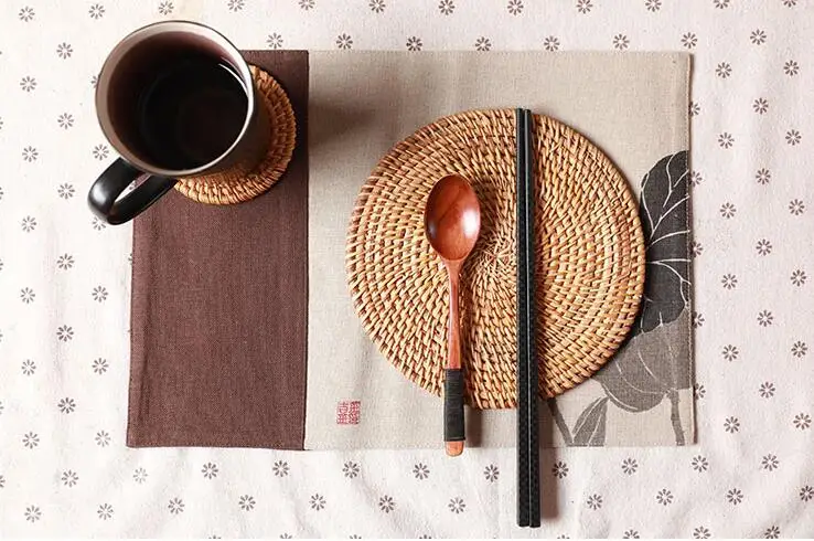Hand-made Круглый Коврик Pad подставки Кухня Коврики на стол подставка из ротанга чаша коврики обивка коврик стол для Кофе Настольный коврик
