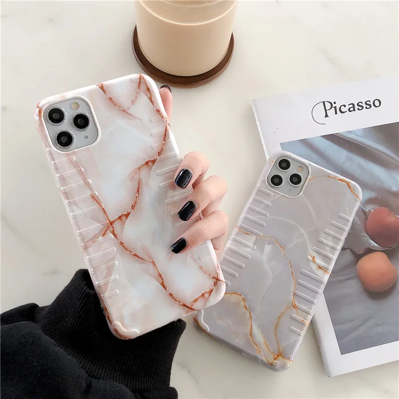 Piano pattern crack marble case for iphone 11 Pro Max all-inclusive drop-resistant silicone soft Cover XS |