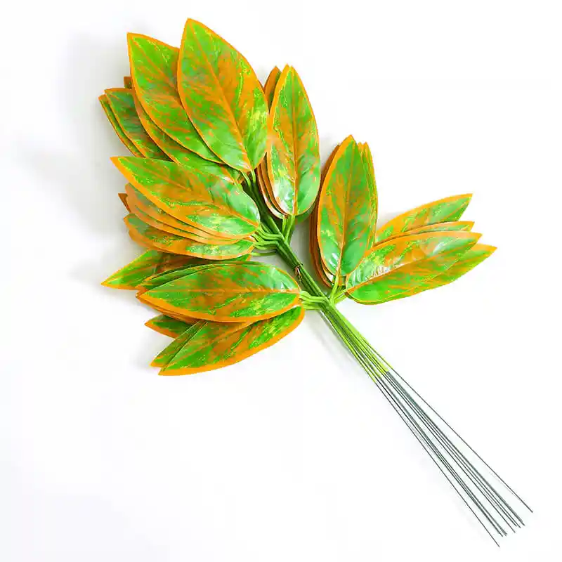 Xuanxiaotong 12pcs Set Green Mango Leaves Artificial Plants Tree