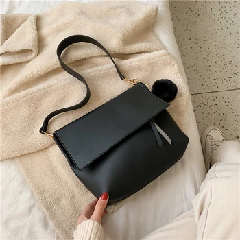 

Solid Color Leather Shoulder Bag 2020 New Ladies Retro Messenger Bag Designer Luxury Handbag Wallet Ladies Handbag