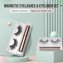 Magnetic Eyelashes False Repeated with Liquid Eyeliner Kit Reusable Long Lasting False Eyelashes Eye Makeup Set for Women
