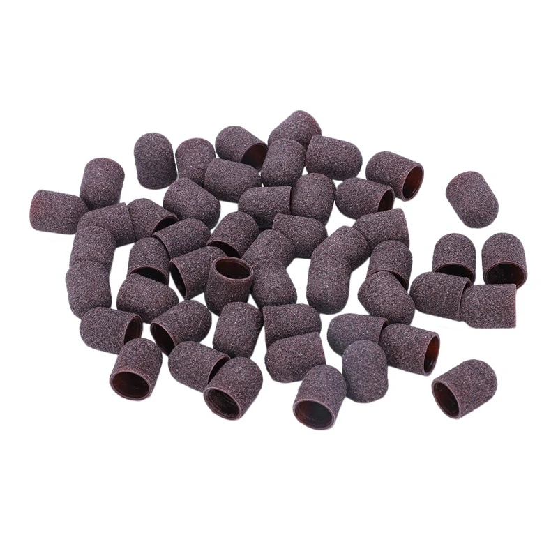 50Pcs Sanding Bands Block Caps Without Grip 80# 120# 180# 13x19Mm Sanding Cap Manicure Pedicure Electric Nail Drill-01