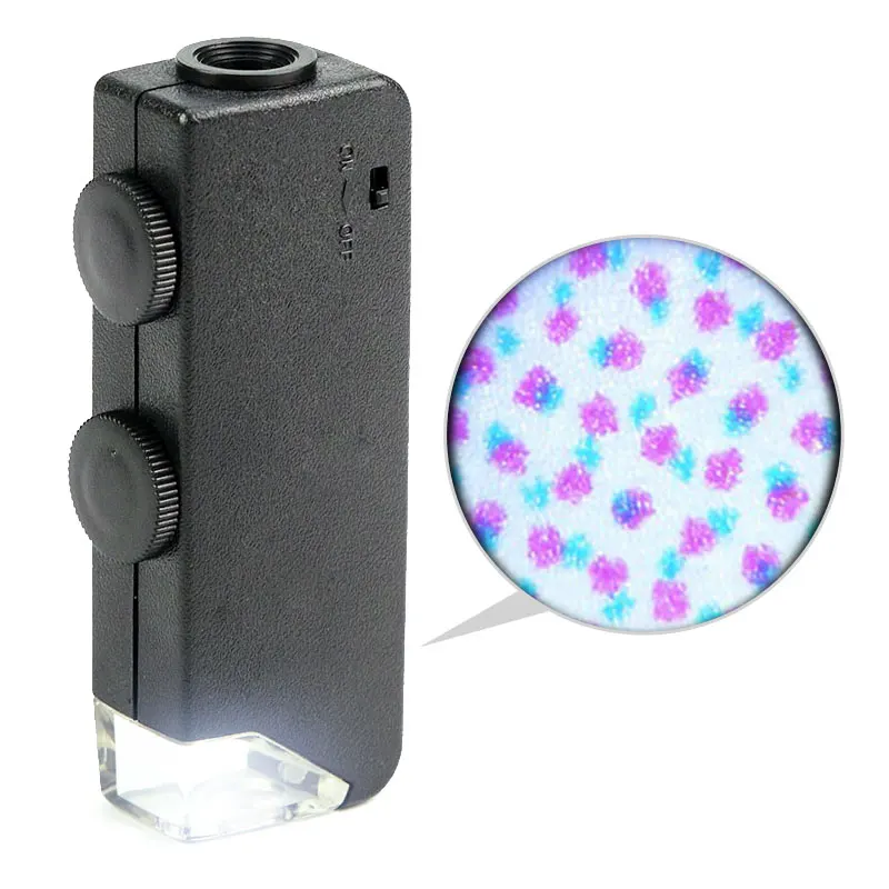 STOBOK 60X Microscope Magnifying Portable Mini Pocket LED Microscope Magnifier for Gems Jewelry Coins Stamps 