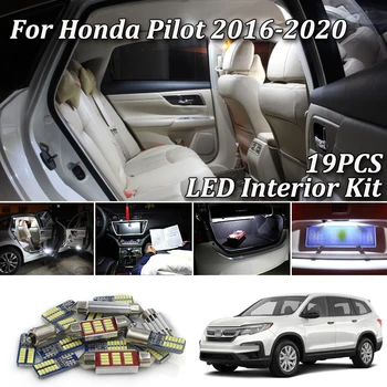 

19Pcs Premium Canbus Xenon White LED Lights Interior Package For 2016-2020 Honda Pilot led interior Dome Trunk lights Kit +Tool