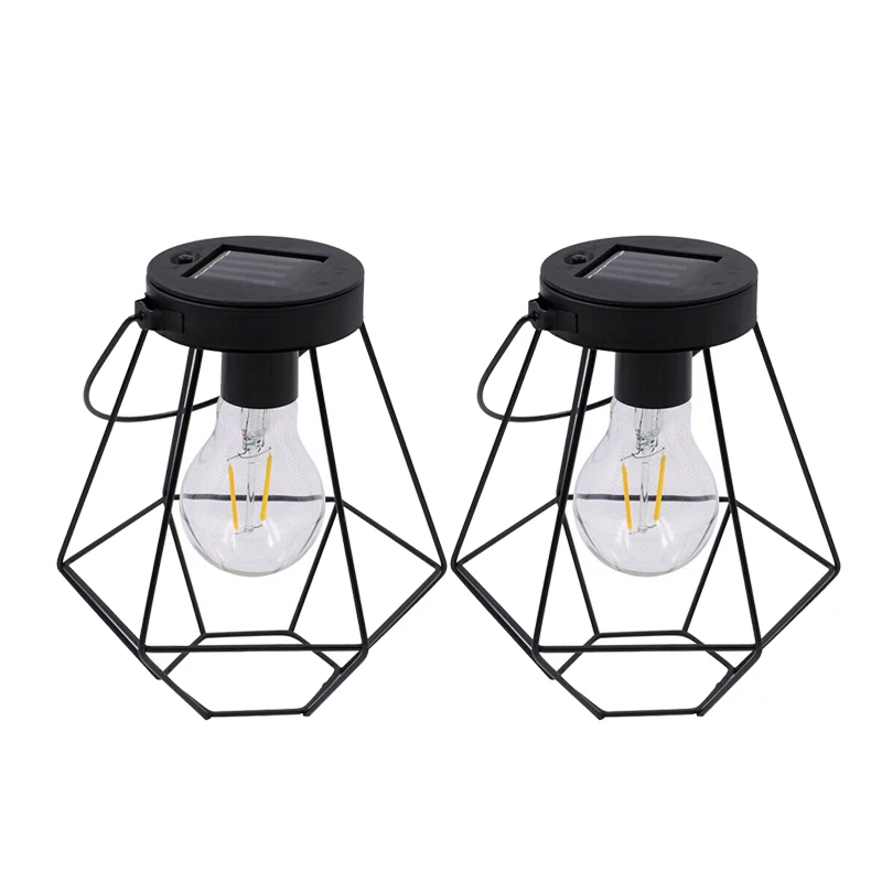 2 шт. кованого железа ретро Солнечный Фонарь подвесной светильник светодиодный