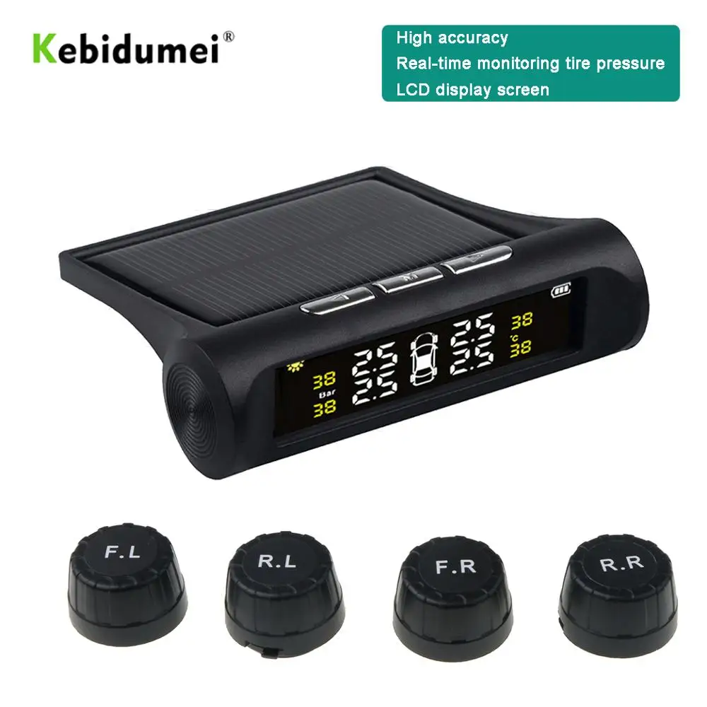 433,92 МГц 4 внешних датчика шин USB солнечная зарядка автомобиля TPMS система контроля давления в шинах HD цифровой дисплей Авто сигнализация Инструмент