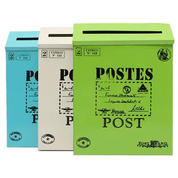 

Retro American Mailbox Lock Outdoor Vintage Mail Box Post Exterior Home Letter Box Garden Metal Decoration Postbox