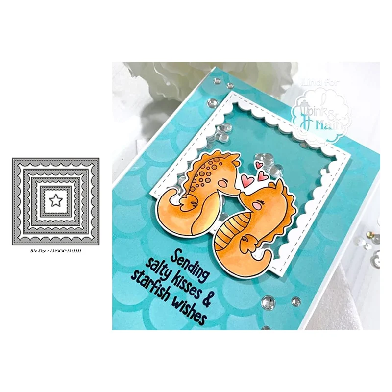 

Metal Cutting Dies for DIY Scrapbooking Scallop Square frame Stencils Crafts Making Photo Album Template Handmade Decor Dies Cut