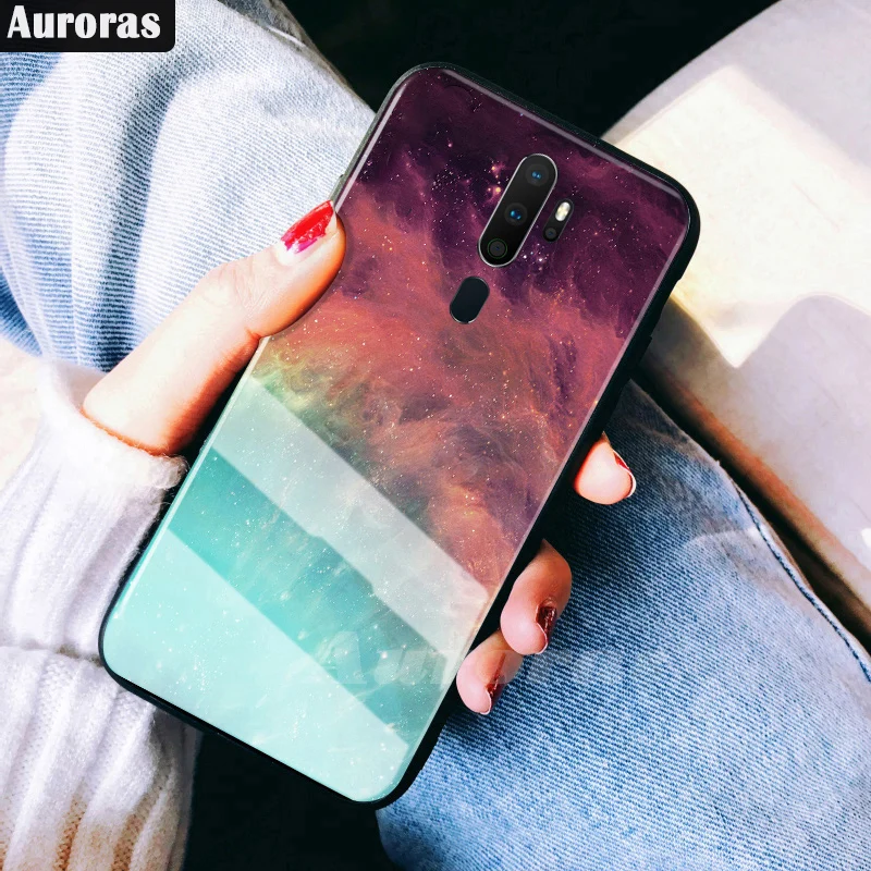 Чехол Auroras из закаленного стекла для oppo A9 с мраморным принтом, мягкая ТПУ Рамка, противоударный чехол для телефона oppo A5 чехол s