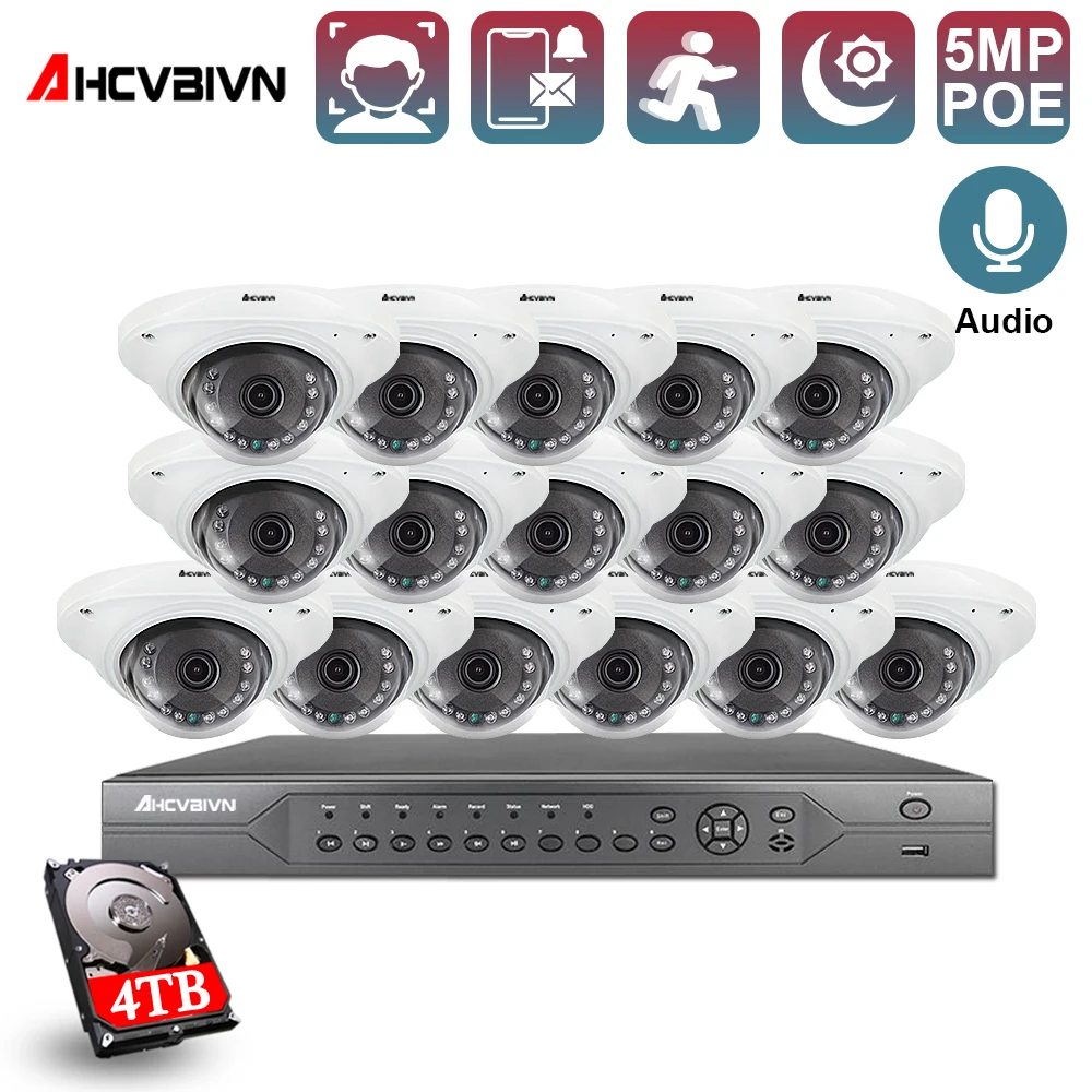 

H.265 POE CCTV camera Security System NVR 16CH Full HD 4K 5MP kit plug and play Surveillance Outdoor IP Camera Set POE Equipment