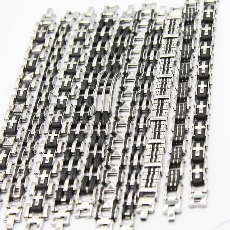 10 stainless steel chain bracelet men's mixed style fashion silver fine classic wholesale lot bulk jewelry