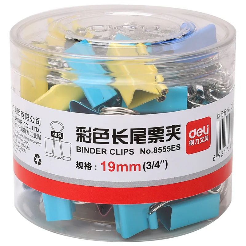 

Deli/Deli Binder Clip Color Barrel Simple Metal Dovetail Clip Financial Office File Binder Clip