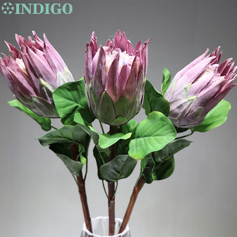 Индиго-3 шт. фиолетовый протеа cynaroides принцесса цветок большой Южная Африка искусственный цветок свадьба вечеринка событие