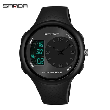 

SANDA Black Sport Men's Watches Top Brand Luxury Military Digital Quartz Watches Waterproof Male Clock relogio masculino 763