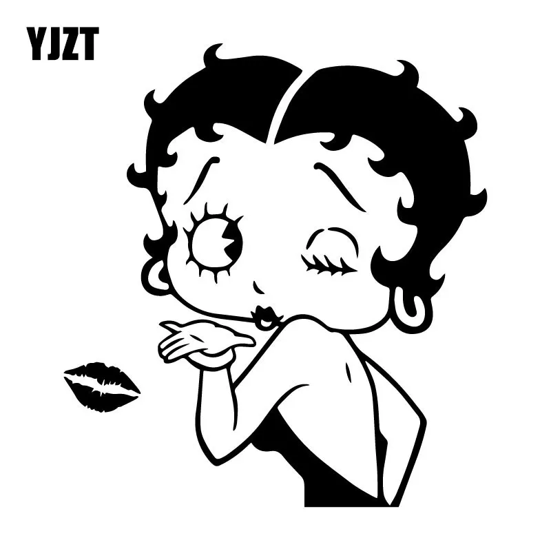 YJZT 15,3 см* 16,6 см Betty Boop автомобильный стикер девушки Стикеры-губы креативные стильные автомобильные наклейки для багажника, бампера украшения C31-0434