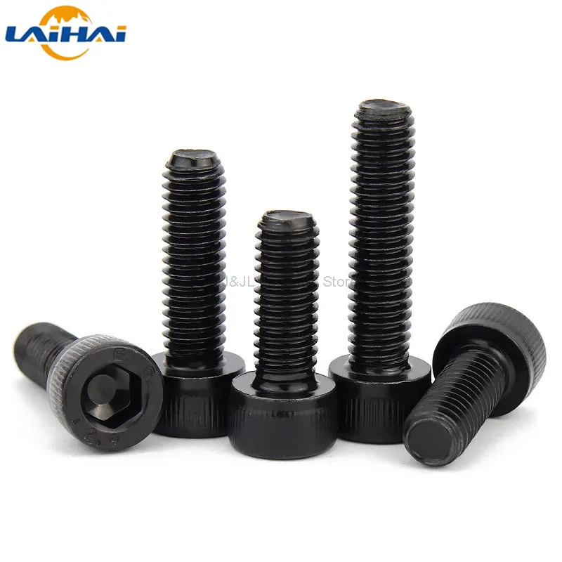 10pcs M3 M4 M5 M6 M8 304 A2 Stainless Steel Black grade 12.9 steel DIN912 Hexagon Hex Socket Head Cap Allen Bolt Screw L=4-120mm