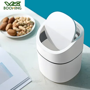 

WBBOOMING Mini Small Waste Bin Desktop Garbage Trash Can Plastic Home Office Table Trash Can Dustbin Basket Home Sundries Boxes