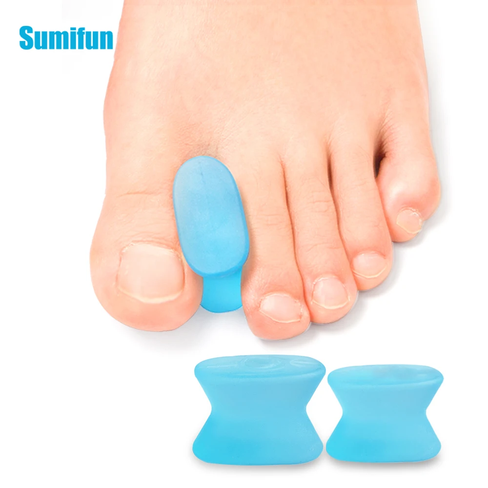 2pcs Blue Gel Toes Separator Hallux Valgus Corrector Overlapping Spacers Foot Pain Relief Orthopedic Foot Care Tool Pedicure