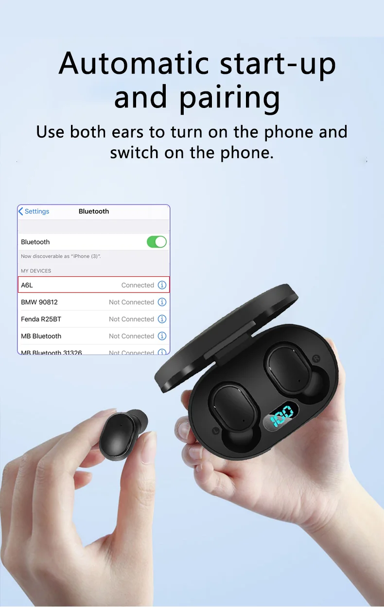 A6L TWS беспроводные наушники для Redmi Airdots светодиодный дисплей Bluetooth V5.0 гарнитуры для iPhone huawei samsung pk A6S TWS