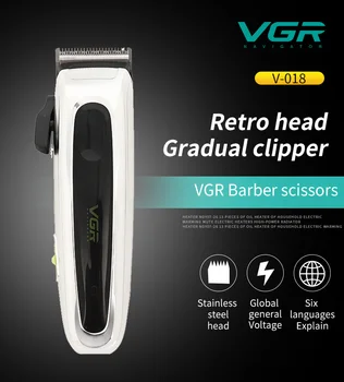 

VGR Oily Electric Hair Clipper Rechargeable Shaver Low Noise Professional Barber Shop Men's Hair Trimming Machine