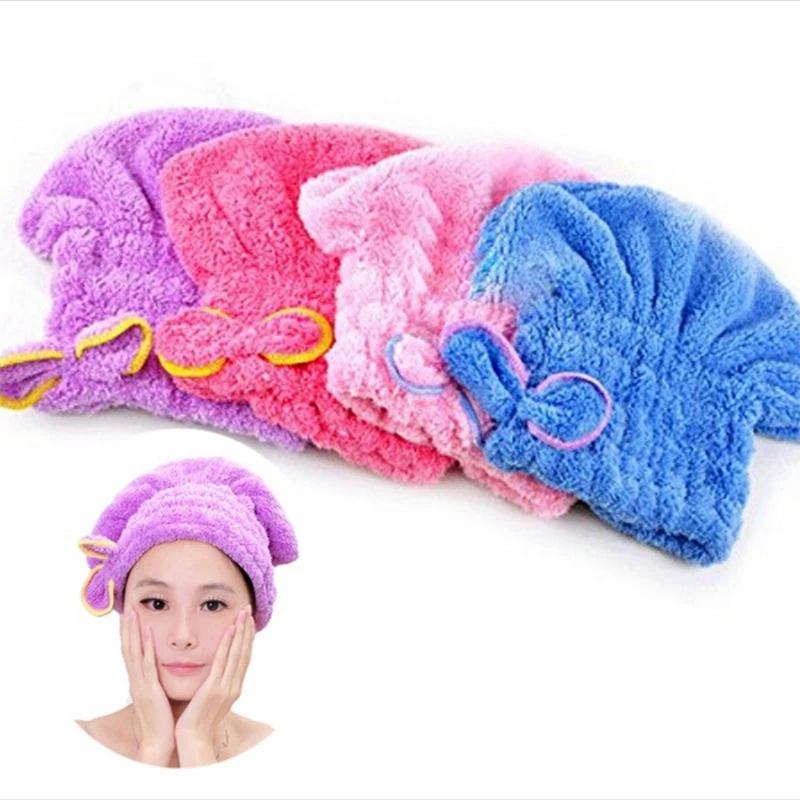 Womens Girls Lady's Magic Quick Dry Bath Hair Soft Drying Towel Head Wrap Hat Makeup Cosmetics Cap Bathing Tool | Дом и сад