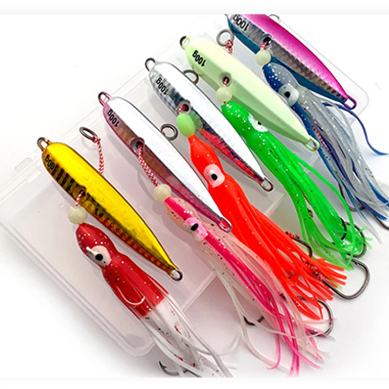 

Inchiku Squid Octopus Lure 40g 60g 80g 100g 120g 150g 180g 200g Slow Jigging Lure Squid Jigs Metal Jig Head Leurre Octopus Skirt