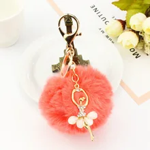 Стиль Искусственный lan tu Pom брелок балет Красота Металлический Ключ для Авто подвески плюшевая сумка орнамент