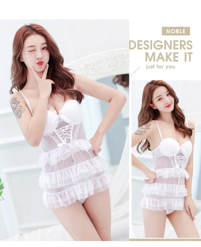 Одежда для сна с оборками Ropa Sexy Para El Sexo нижнее белье платье женская одежда ночная сорочка ночная рубашка в стиле порно