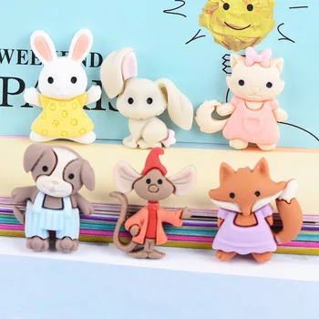 

20Pcs Cute Cartoon Cat Rabbit Dog Mouse Resin Flatback Cabochon Scrapbooking Fit Hair Bow Center Embellishments Diy Accessories