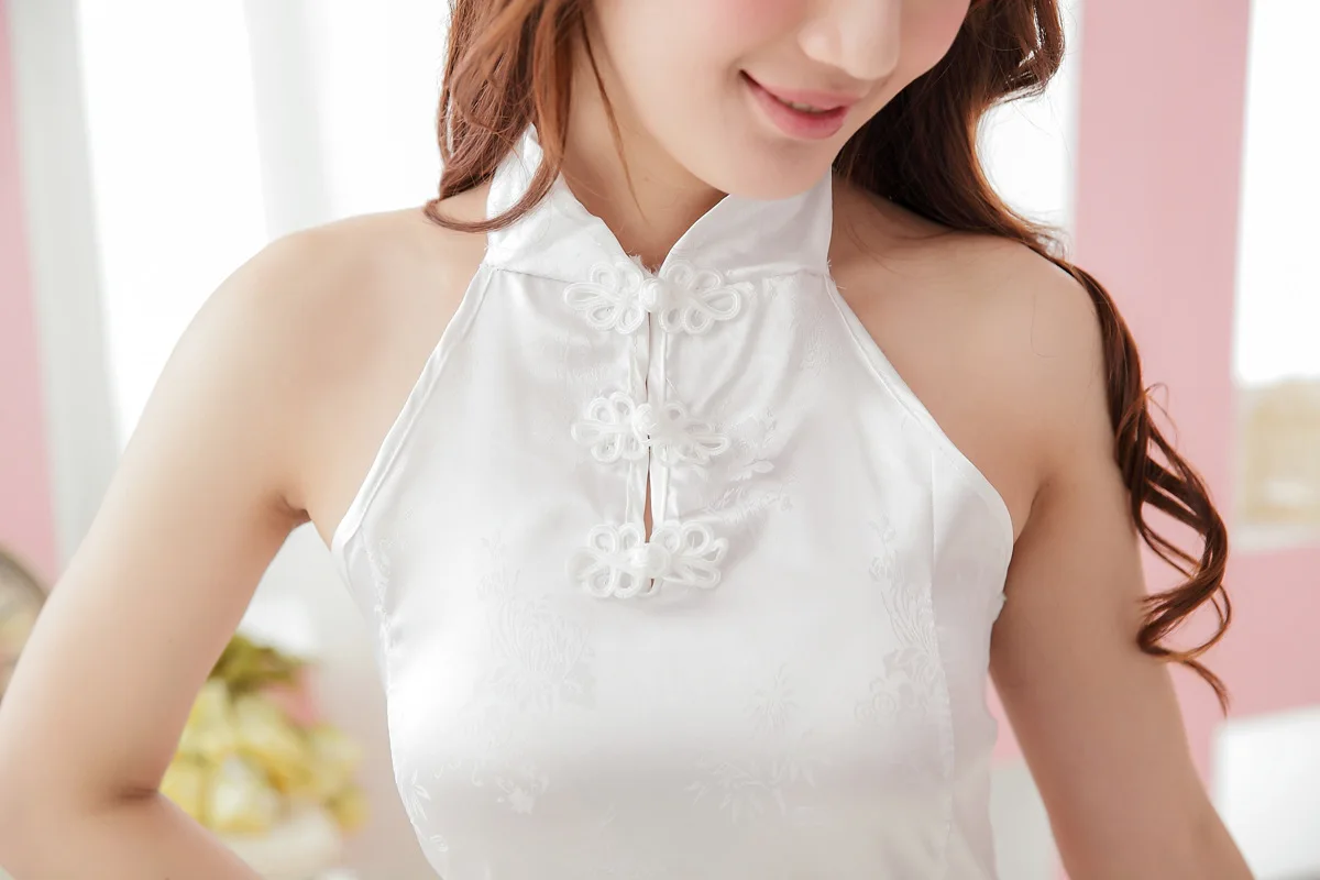 Женское сексуальное платье Cheongsam в китайском стиле с открытой спиной и разрезом на шее, винтажное привлекательное перспективное платье, пижамы, вечерние кружевные мини-платья Qipao