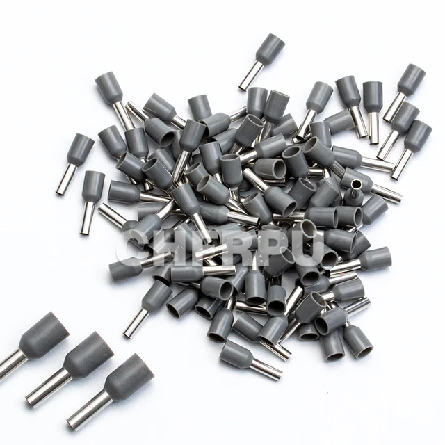 wire connect 100pcs Insulated connector Terminal Crimp Terminator cold pressed insulated termina VE0508 7508 1008 1508 2508 4009 Gray