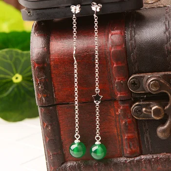 

Green round 8 mm earrings Female send friend bring shim