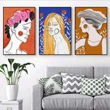 

Modern Feminist Art Canvas Painting Abstract Minimalist Girl Posters Line Figures Print Nordic Wall Pictures Bedoom Decoration