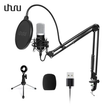 UHURU USB Microphone Kit 192kHz/24Bit Professional Podcast Condenser Mikrofon With Two Mic Holders for YouTube Gaming ASMR