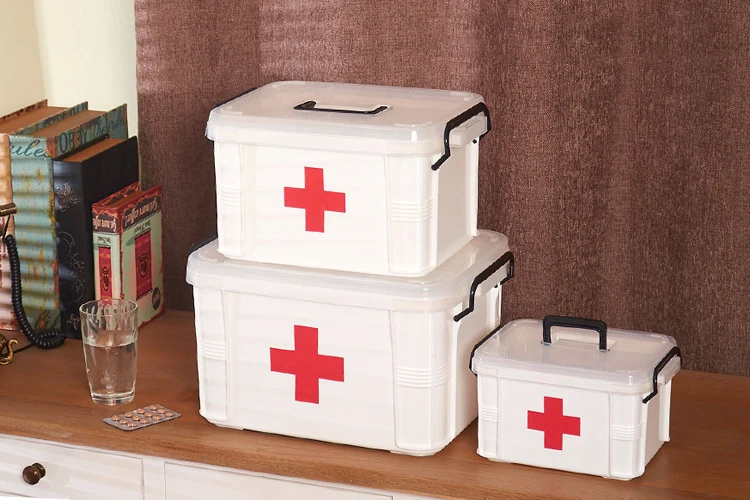 First Aid Kit Medicine Chest Holder Storage Box Multi-layer Emergency Kits Cabinet Security Safety Home Rangement Organizer