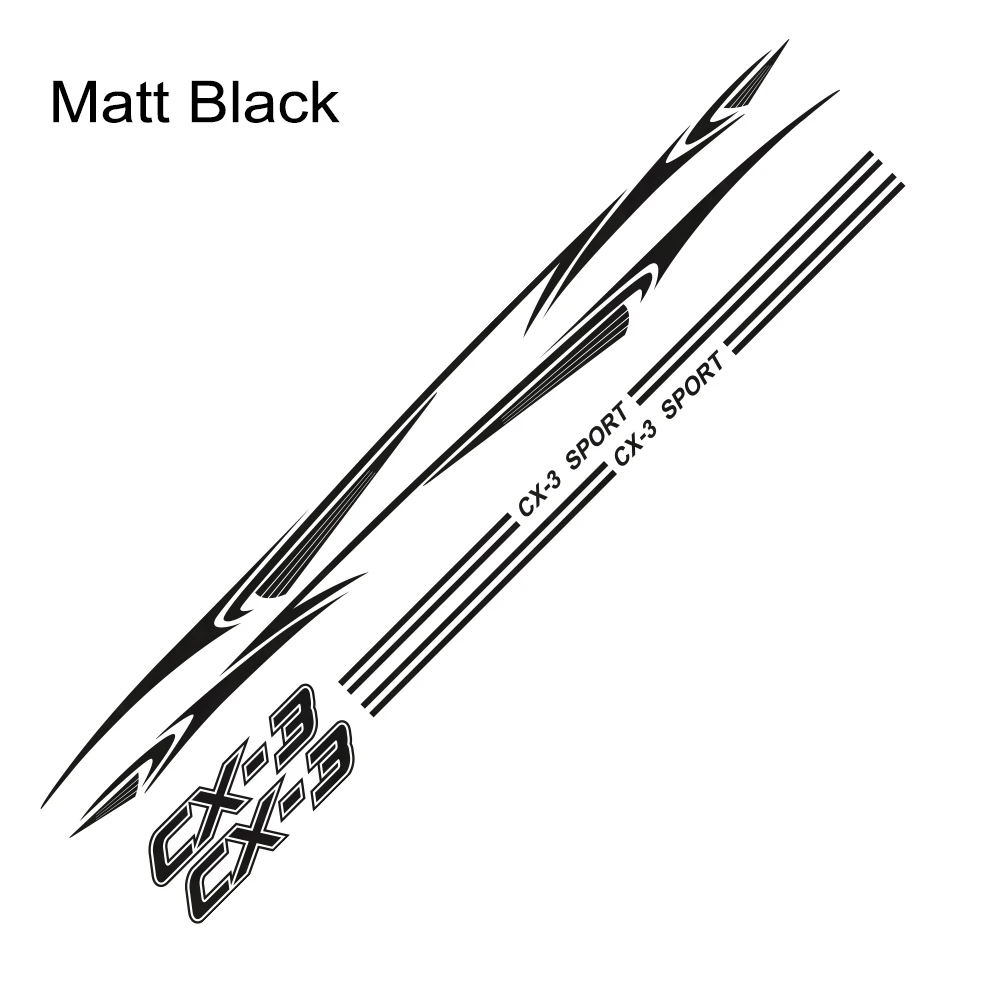 Matt Black 1 комплект автомобиля светоотражающие виниловые наклейки Авто двери боковой юбки наклейки для Mazda CX-3 Авто кузова Декор водонепроницаемые наклейки аксессуары для автомобиля - Название цвета: Matt Black