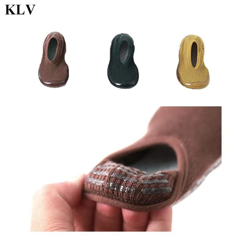 KLV Носки для малышей; нескользящие носки-тапочки; носки для младенцев; подошва из мягкого каучука пинетки для малышей носок обуви Детские носки с резиновая подошва