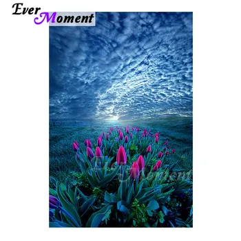 

Ever Moment Diamond Painting Cloudy Flower Tulip Handmade Full Square Mosaic Picture Of Rhinestone Diamond Embroidery 3F2016