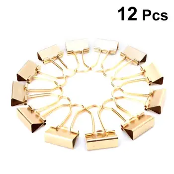 

12pcs Binder Clips Durable Premium Metal Paper Clamp Fold Back Clips Paper Clips Home Office School Supplies