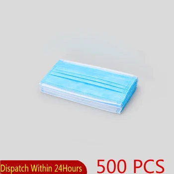 

500 pcs 3 Layers Disposable Mask Non-woven Face Mask Personal Outdoor Protect Dustproof Healthy Care Masks In Stcok