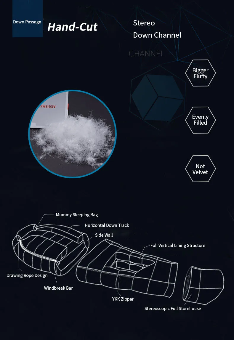 AEGISMAX G зима 95% гусиный пух спальный мешок 15D нейлон водонепроницаемый FP800 Теплый Комфорт Открытый Кемпинг-22℉~-10℉ спальный мешок