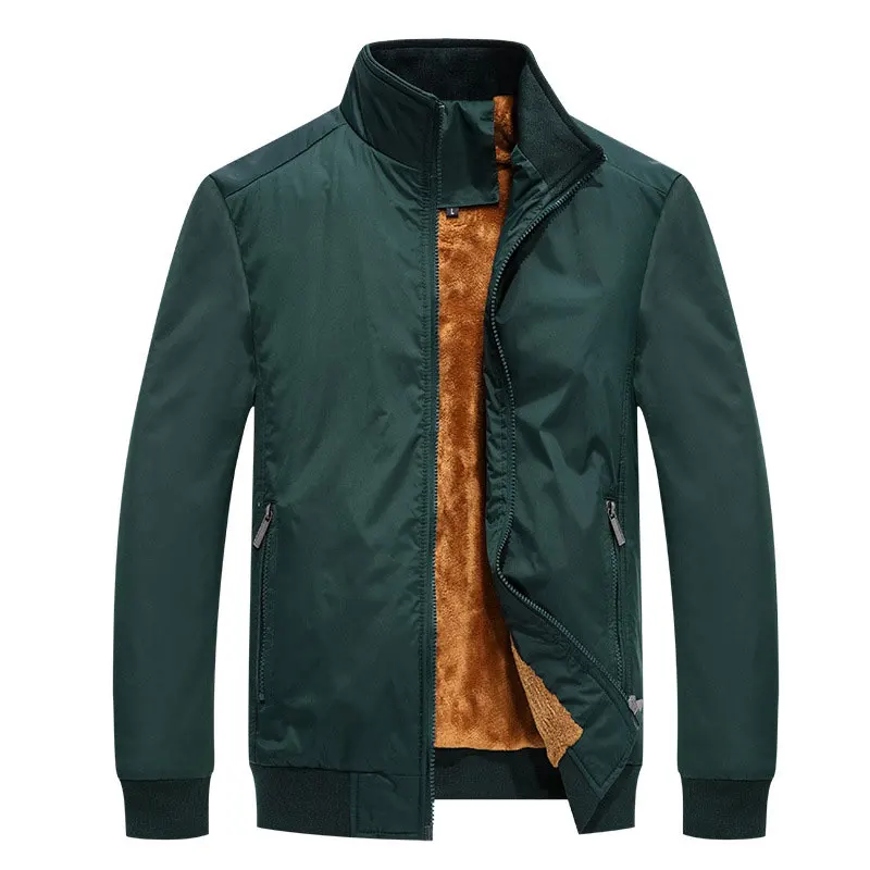 Army Green Мужская однотонная куртка для отца среднего возраста, весенне-осенняя приталенная куртка с воротником-стойкой на молнии, деловая Повседневная Мужская короткая куртка - Цвет: Army Green