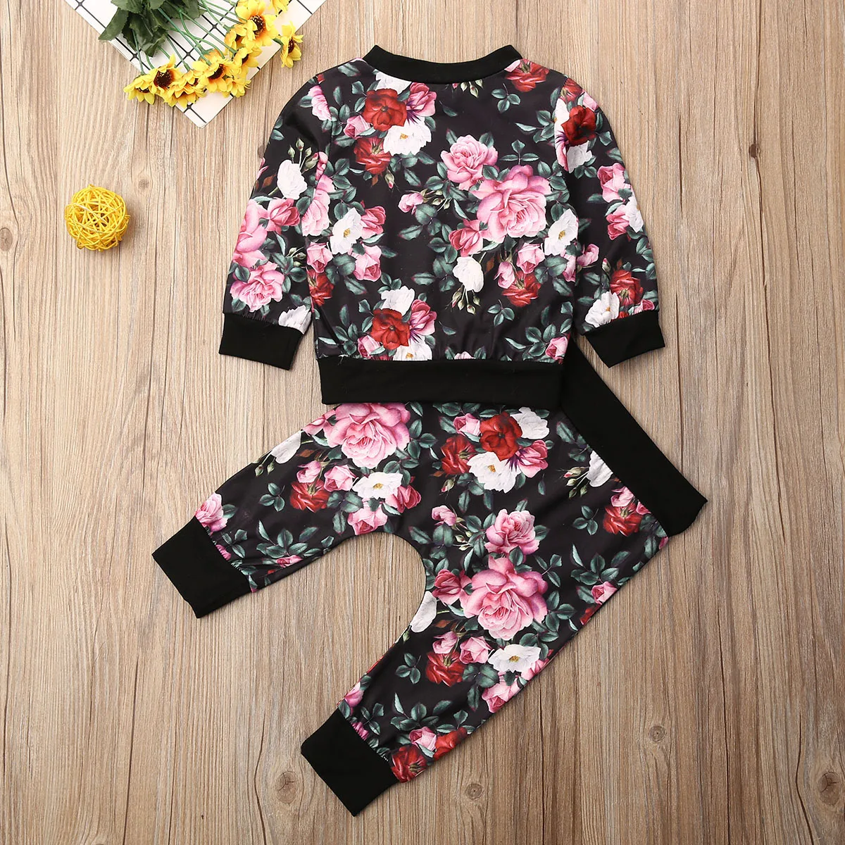 Новое поступление осенняя одежда для новорожденных девочек топы с цветочным