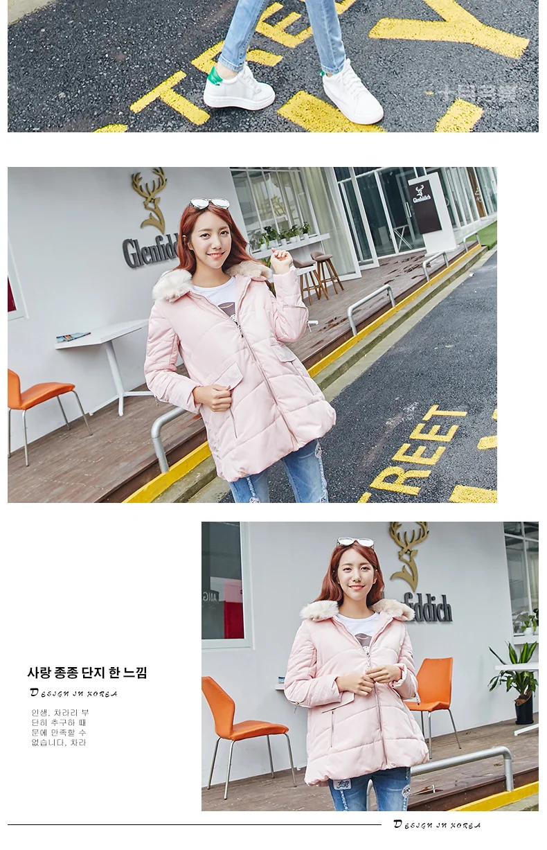 Pregnant Women Cotton Overcoat Large Size Maternity Clothes Thick Winter Tops Autumn And Winter Cotton-padded Jacket Mid-length