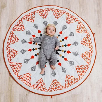 

Ins popular European and American style children's floor mat baby pure cotton geometric diamond crawling mat baby toy mat