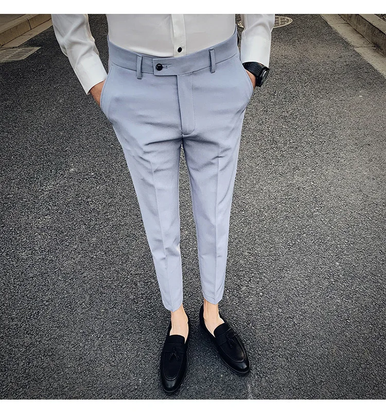 Весна британский стиль сплошной костюм брюки мужские Pantalon Hombre горячая Распродажа уличная Мужская брюки деловой строгий костюм мужские штаны