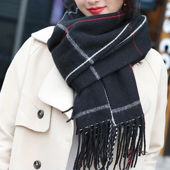 

2020 New Plaid Scarf Thickened Warm Cashmere Scarves Shawls and Scarves Winter Women Scarf