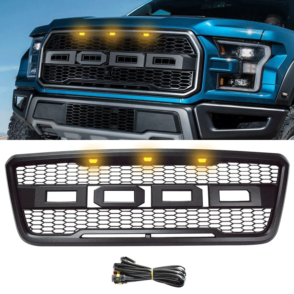 Modified For F150 Raptor Grills For F-150 2004 2005 2006 2007 2008 Front Racing Grills Front Grill Mesh Bumper Grilles Cover