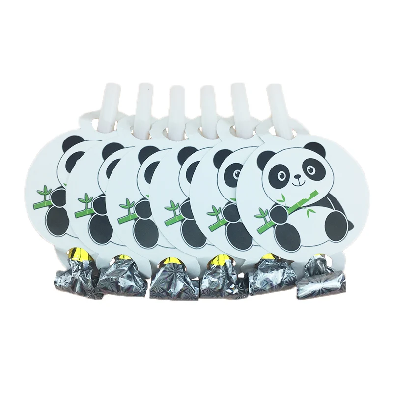 6Pcs/lot cute panda Cartoon Funny Whistles Children Birthday Party Blowing Dragon Blowout Baby kids birthday party decoration